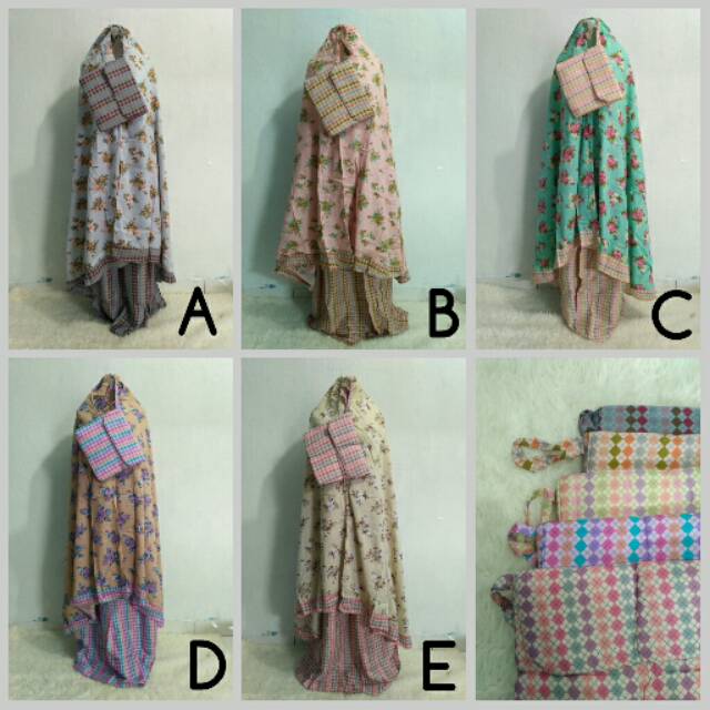 Mukena shabby chic katun bali motif bunga murah