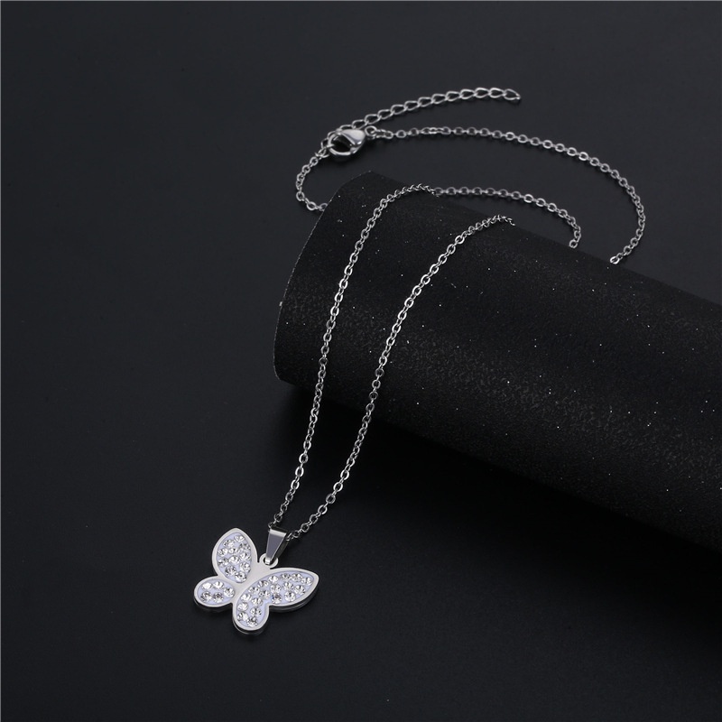 Butterfly kalung stainless steel liontin sederhana dan singkat in tanah liat kalung berlian wanita k