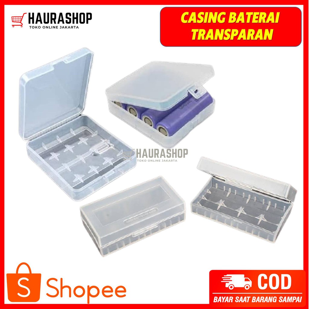 Tempat Kotak Penyimpanan Case Casing Baterai Transparan 4 Dan 2 Slot 18650