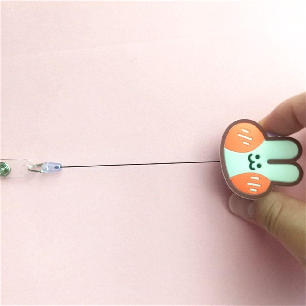 Lanfy Retractable Badge Reel Kantor Siswa Kunci Lanyard Dada Kartu Beruang Bunny Name Card Holder