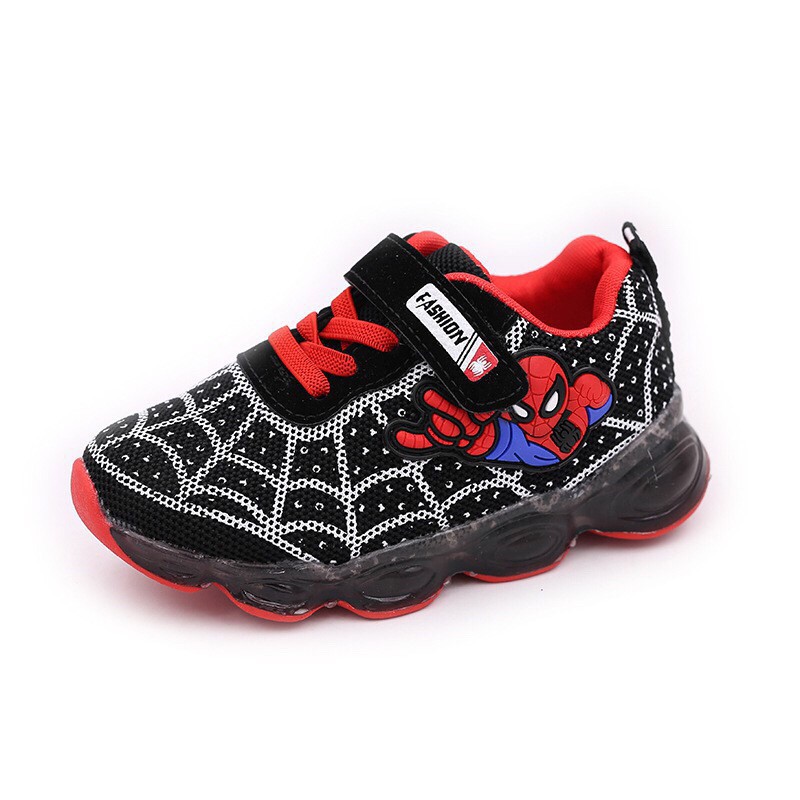 SEPATU ANAK LAKI-LAKI SNEAKER SPIDER  LABA-LABA LAMPU LED SIZE 21-36 USIA 1-9 TAHUN