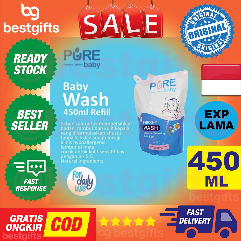 PURE BABY KIDS PUREBABY PUREKIDS WASH REFILL FRESHY 450 ML 450ML SABUN MANDI CAIR BADAN BAYI ANAK