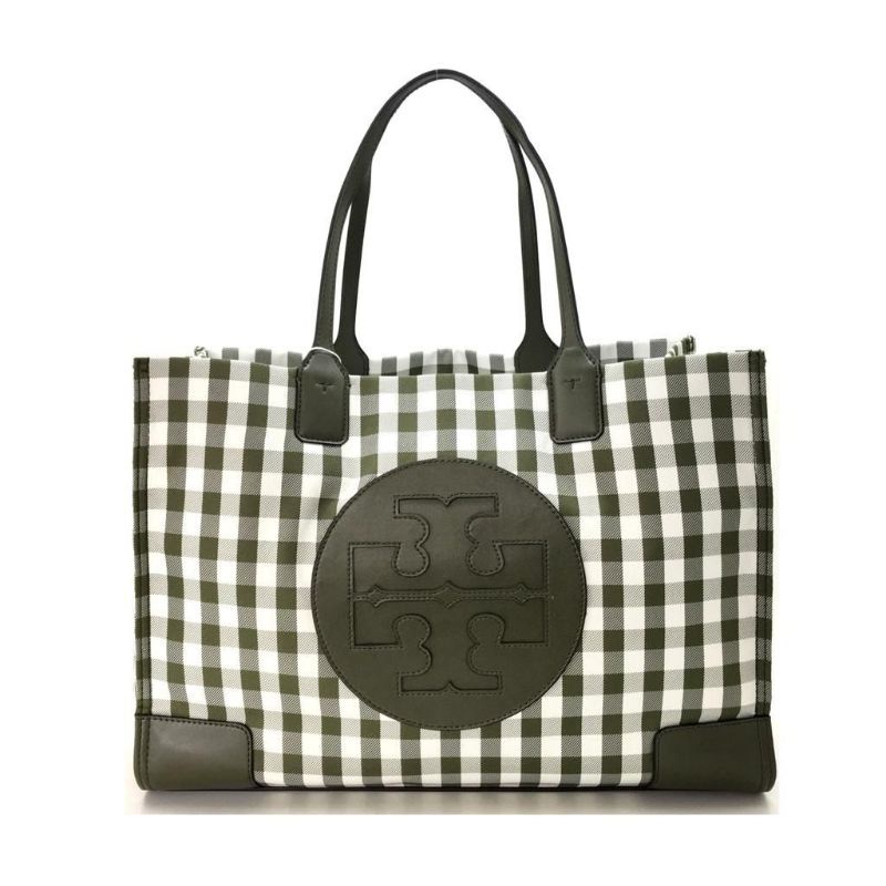 Tory Burch Ella Gingham Tote Bag Large