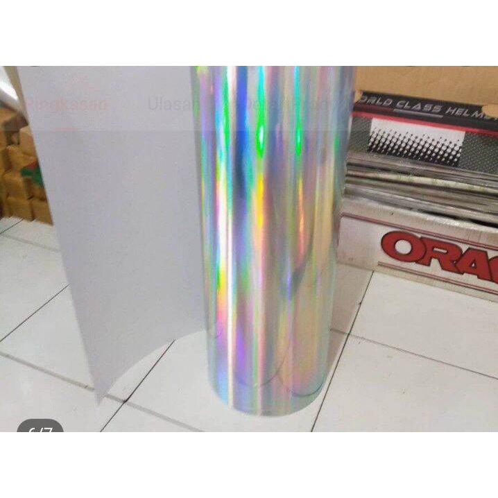 Sticker skotlet pelangi hologram putih / Sticker skotlet motor / skotlet