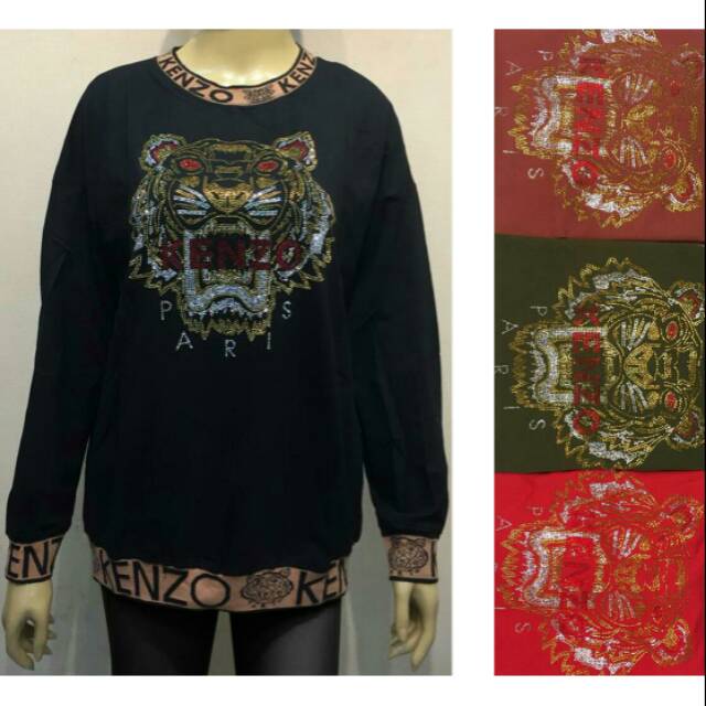 SWEATER KENZO MOTE LIST LEOPARD IMPORT