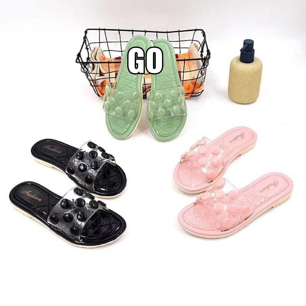 sogo Import POLKA BENING Sandal Wanita Murah Slip Casual Teplek Sendal Cewek Flat