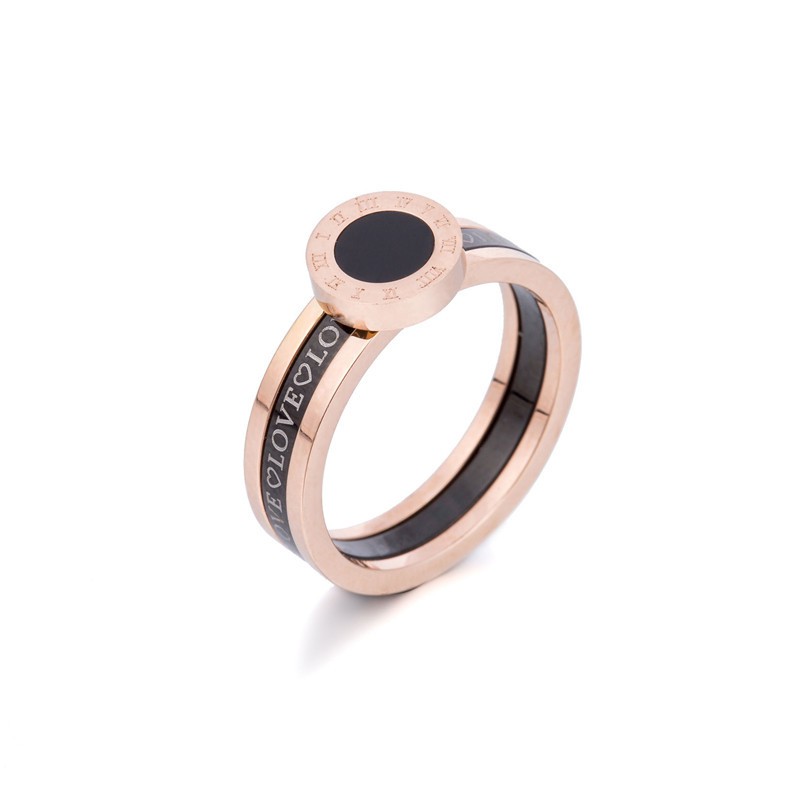 Cincin Stainless Steel / Titanium Anti Karat Wanita Mini Korea Motif Double Elegant Rose Gold CK071