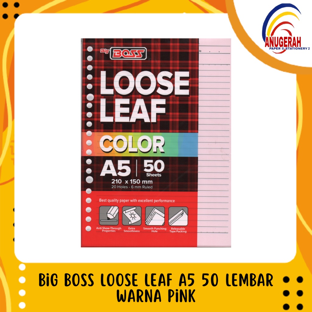 

BIG BOSS LOOSE LEAF A5 50 LEMBAR WARNA PINK (PCS)