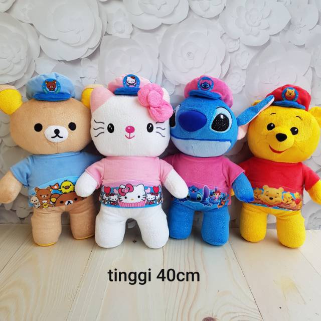 Boneka rilakuma kitty stitch pooh tshirt