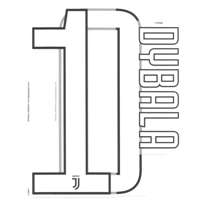 Nameset Juventus 2017-18 Home. Dybala. Original Nameset.
