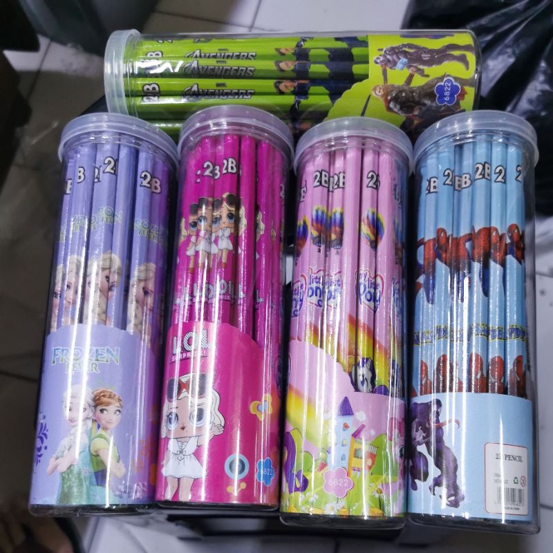 

COD - Pensil 2B fancy karakter tabung pensil pot pensil set pensil fancy disney 2B