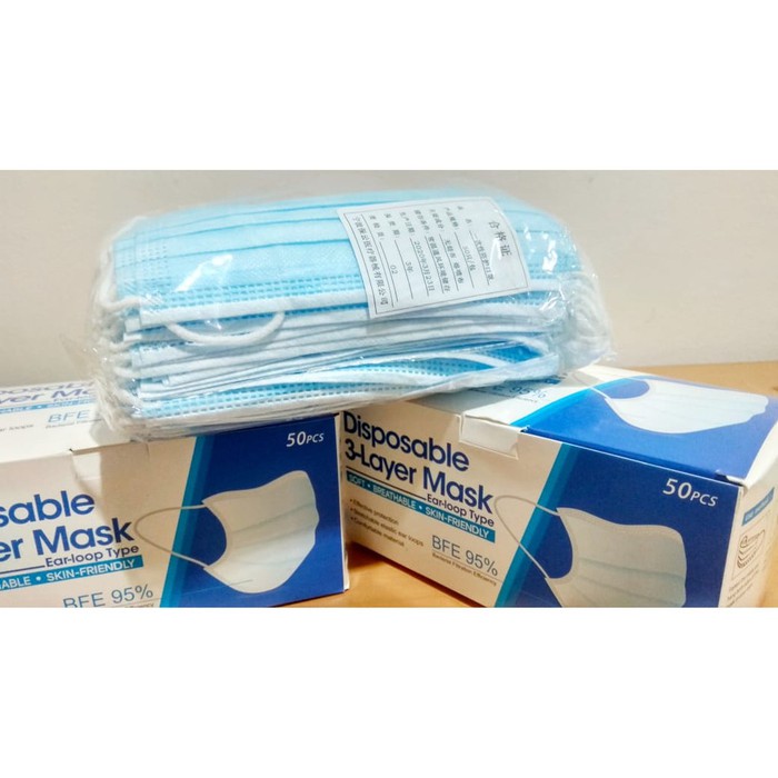 Masker Earloops 3 Ply Isi 50 Pcs Box Masker Uncare Disposible Facemask Masker isi 50