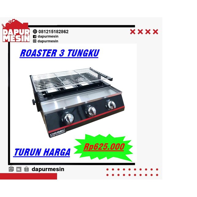 TERLARIS Roaster 3 tungku Pemanggang 3 Tungku