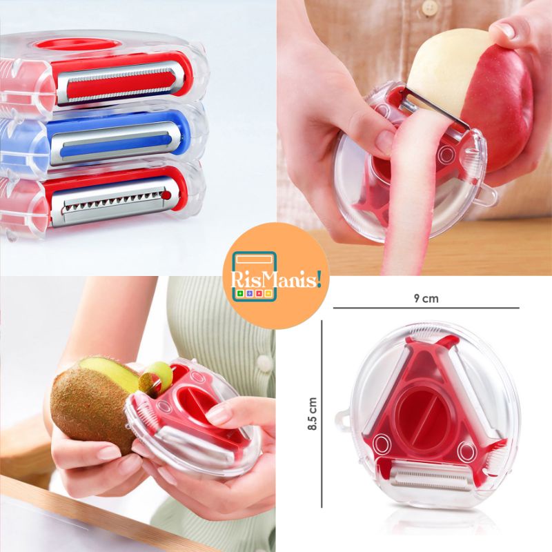 3 IN 1 KITCHEN PEELER - Alat Kupas Sayur 3 Mata Pisau Potong Stainless Steel Parutan Mengupas Buah