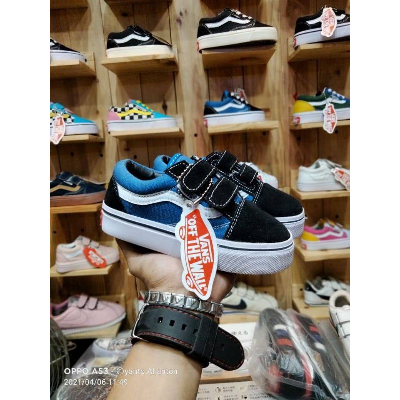 Sepatu Anak Vans Oldskool Kids Real Pict Blue Black Size 20 - 35