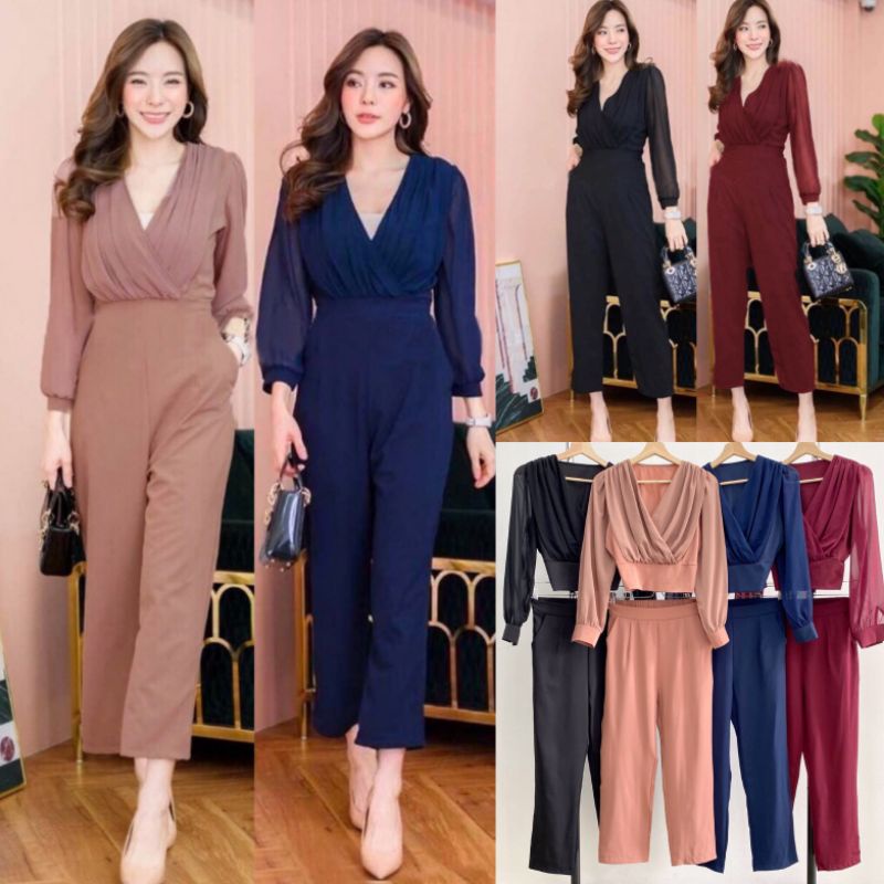 BS-SET0061 Import Casual Jumpsuit Wanita Setelan Wanita Setelan Kantoran Jinhae Set Jamsuit Wanita O
