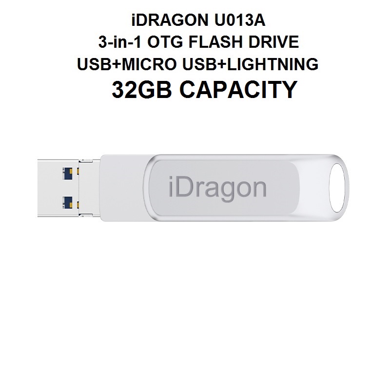 AKN88 - iDRAGON U013A - 3-in-1 Mini USB OTG Flashdrive 32GB Capacity