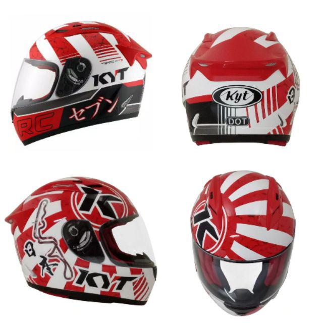 Helm KYT fullface KYT RC7 RC seven motif-#17 white red
