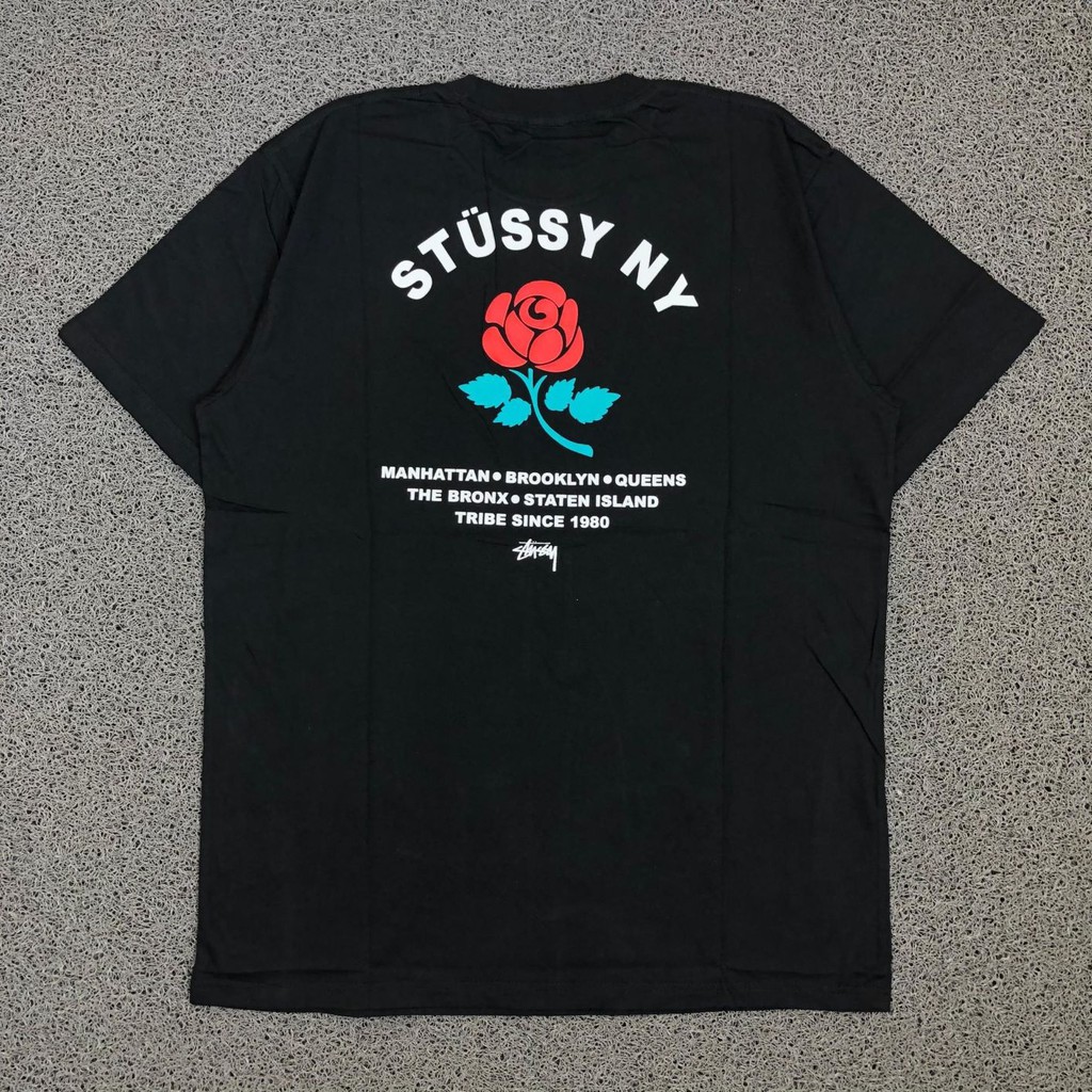 T SHIRT KAOS STUSSY NY BROOKLYN ROSE BLACK