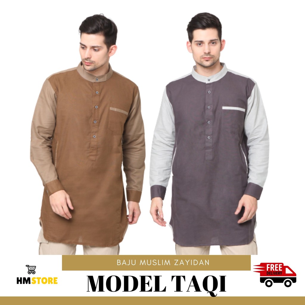 Baju Koko Pria Dewasa Terbaru Kurta Muslim Pakistan Modern Lengan Panjang Zayidan Model Taqi