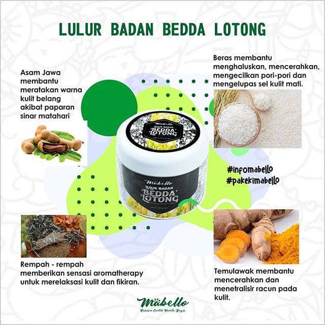 MABELLO bedda lotong Original 100% (alami bpom&halal) / lulur hitam /bedda lotong / lulur pemutih ku