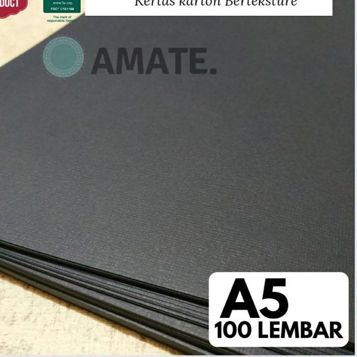 

10.10 STOK READY Kertas Karton Linen Hitam 210g A5 [100 Lembar]