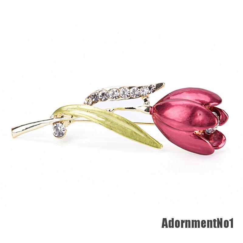 (Adornmentno1) Pin Bros Bunga Tulip Hiasan Kristal + Berlian Imitasi Elegan