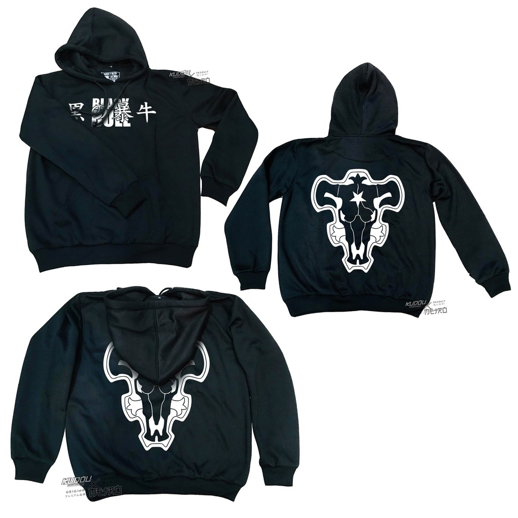 Hoodie Blackbull Black Clover Kanji Hitam Fleece