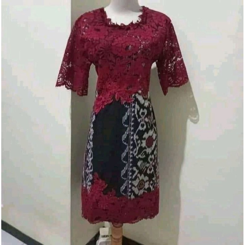 DRESS BROKAT TENUN FASHION TROSO JEPARA, DRESS CASUAL BROKAT TENUN ETNIK JEPARA, DRESS TENUN KOMBINA