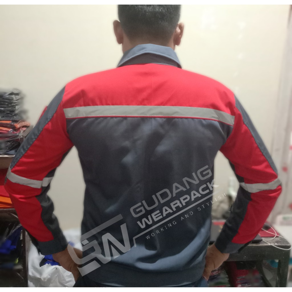 WEARPACK ATASAN Gudang Wearpack - Baju Kerja Seragam Proyek Warna ABU - MERAH