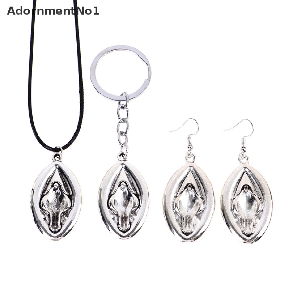 (AdornmentNo1) Gantungan Kunci / Kalung Rantai / Anting Tusuk Motif Genitalia Aksen Hollow Untuk Perhiasan Wanita / Hadiah