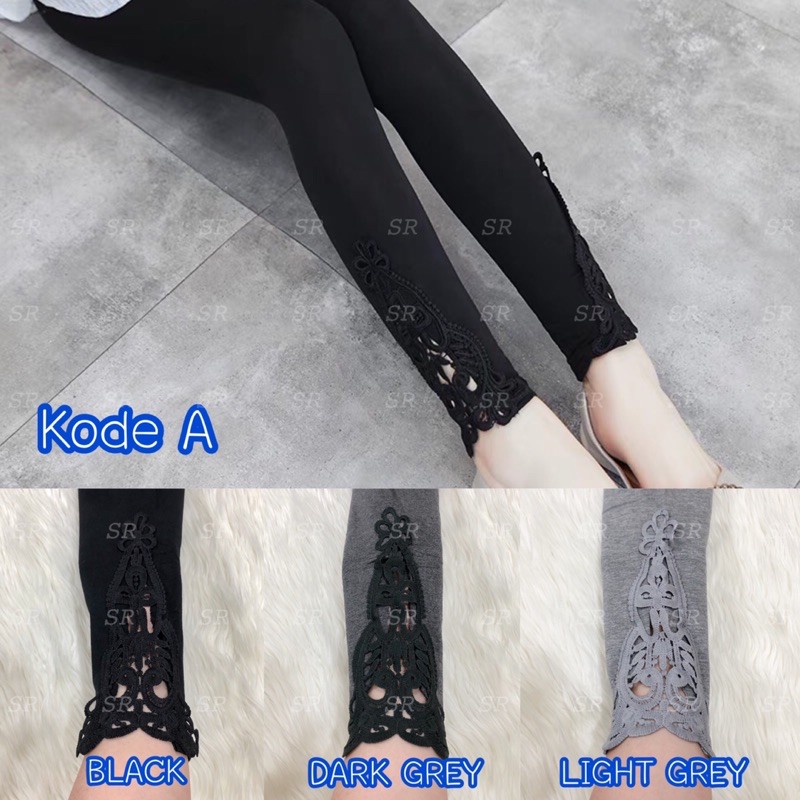 SR Legging Lace Panjang Import Brukat Cantik Fashion Softkatun Melar