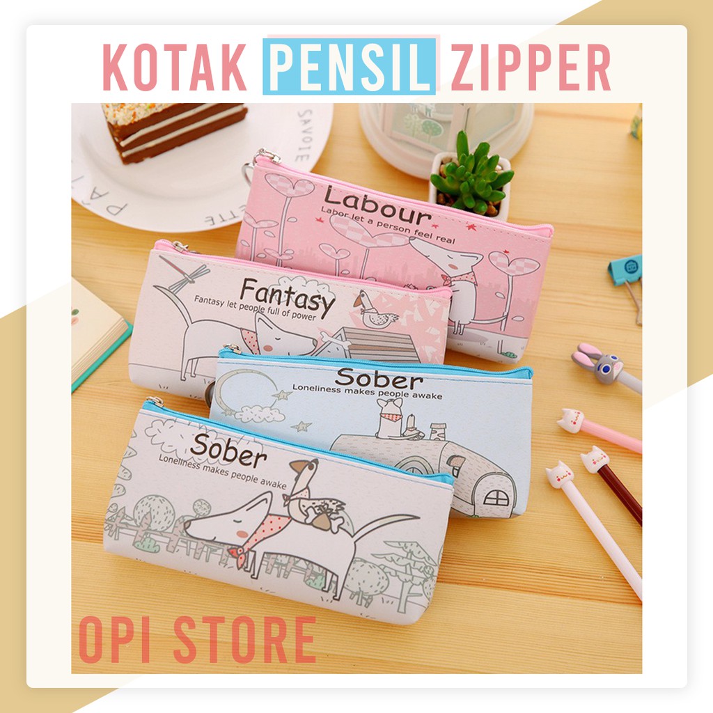 

Pouch Tempat Dompet Pensil Pencil Case Aesthetic Kotak Pensil Zipper