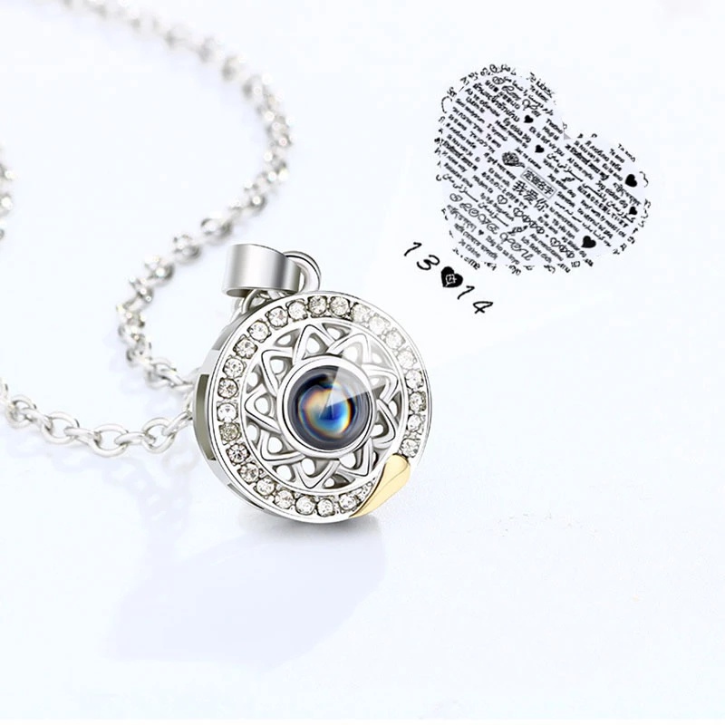 Magnetic Couple 100 Languages I Love You Projection Sun Moon Simple Charm Necklaces