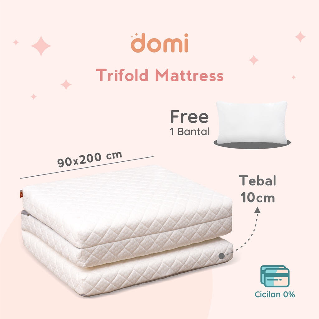 Domi Trifold Mattress 90 x 200 FREE Bantal - Kasur Lipat Tiga Busa