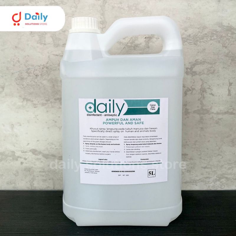 DAILY DESINFEKTAN REGULER 5 LITER  KEMENKES / DISINFEKTAN ANTI SEPTIC 5 LITER ANTI VIRUS ANTI BACTERIAL