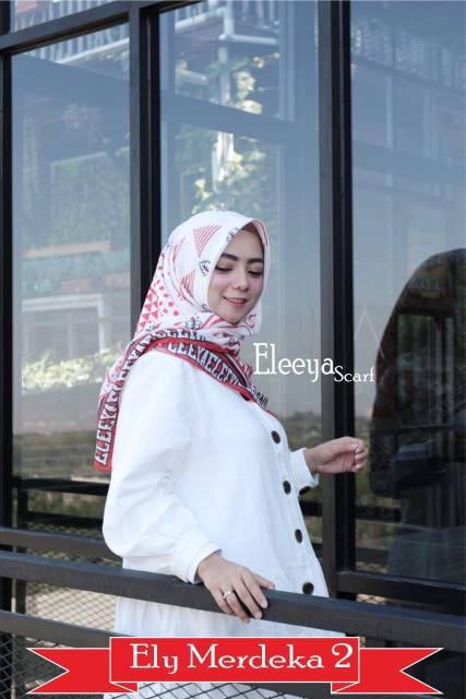 HIJAB SEGIEMPAT MERAH PUTIH M2 II  Eleeya Scarf