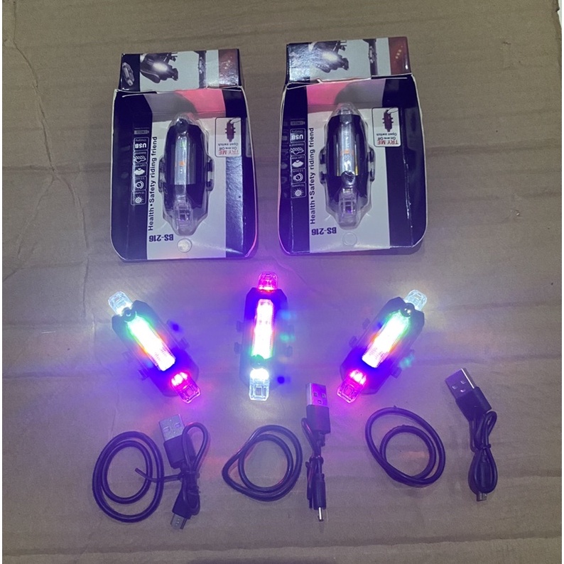 Lampu Sepeda Warna Warni Rainbow In Box Rechargeable USB Berkwalitas IB-02