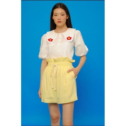 Impromptu Tart Short Lemon Celana Pendek Wanita Linen Kuning