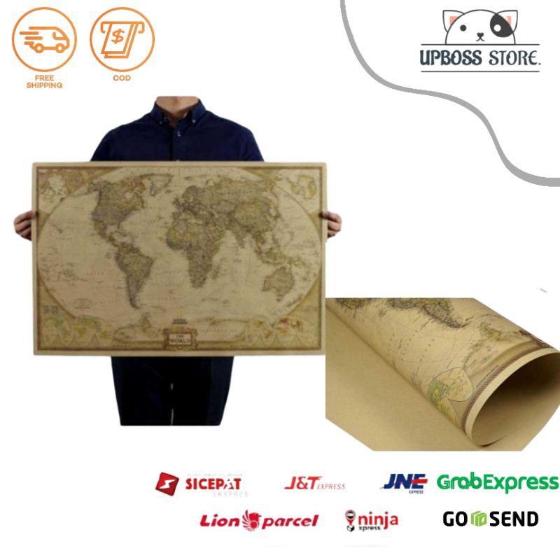 

Poster Peta Dunia Large Vintage World Map 28x18 inch