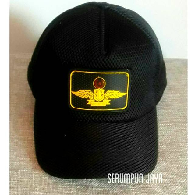 TOPI SECURITY LOGO WINGS - TOPI JARING DOUBLE MESH VELCRO + PATCH