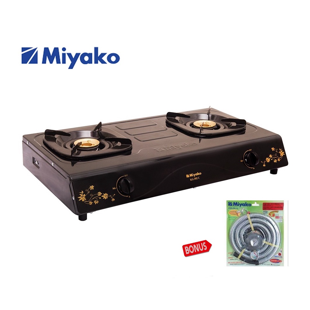 Miyako KG-502C Kompor Gas 2 Tungku FREE Paket Miyako Selang Gas Meter