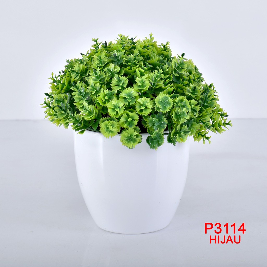 COD / TL88 POT TANAMAN  BUNGA HIAS DEKORASI RUANGAN BUNGA PLASTIK HIAS P3114-HIJAU