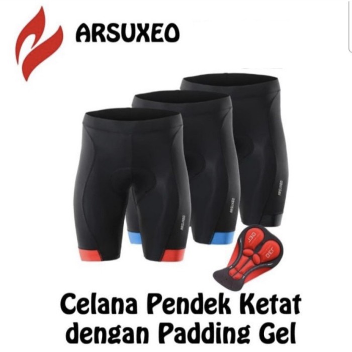 Celana Padding Sepeda ARSUXEO 3D GEL Cool &amp; Shok Absorption Unisex