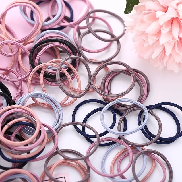 ♥SKY♥ Ikat Rambut Korea  28/100/1000Pcs Bag Elastis Warna Polos Gaya Korea-7