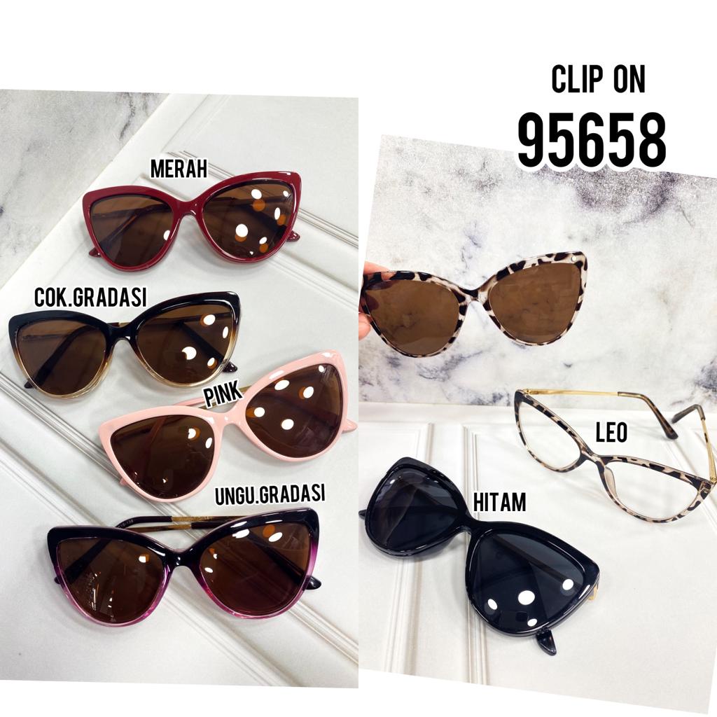 Frame Clip On 95658 Kacamata cat eye Paket kacamata minus plus cylinder antiradiasi polaroid