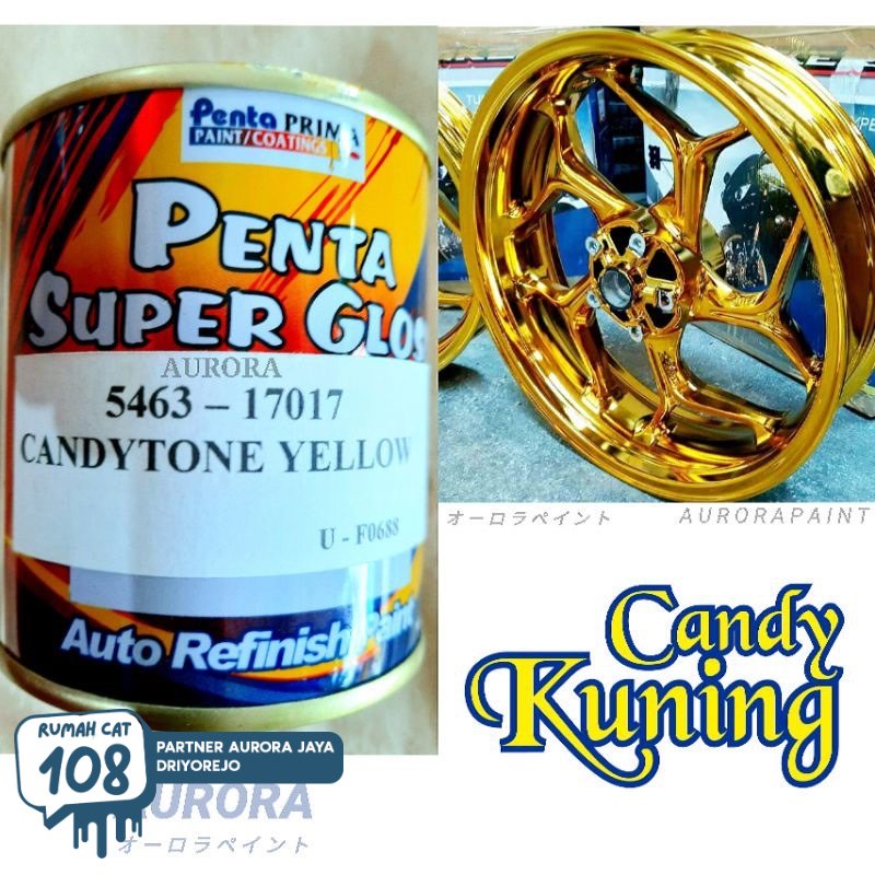 

Cat Penta Super Gloss Candytone Yellow 200ml / Kuning Candy Tone Transparan Duco Sepeda Motor Mobil Semprot Kendi Kenditon Duko Diko