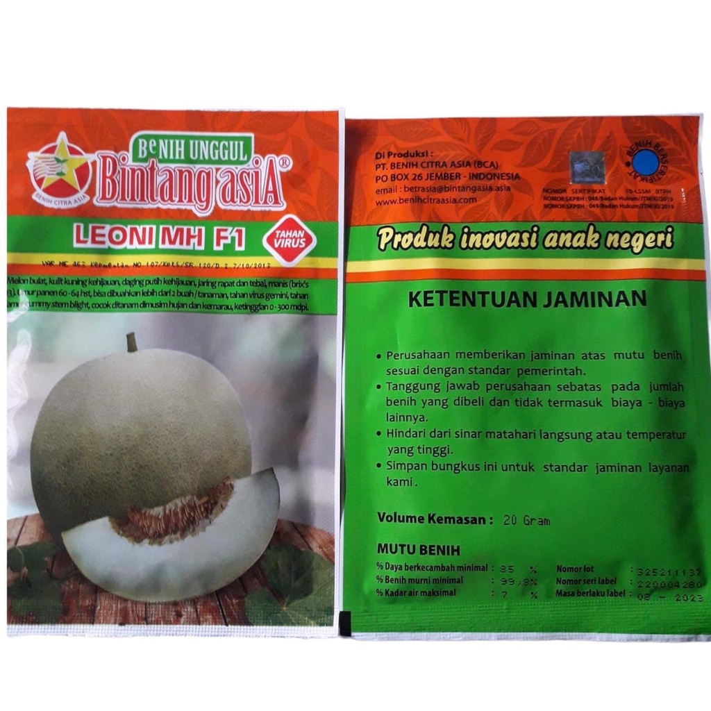 Benih Bibit Melon LEONI MH F1 20 Gr Bintang Asia 100% Original