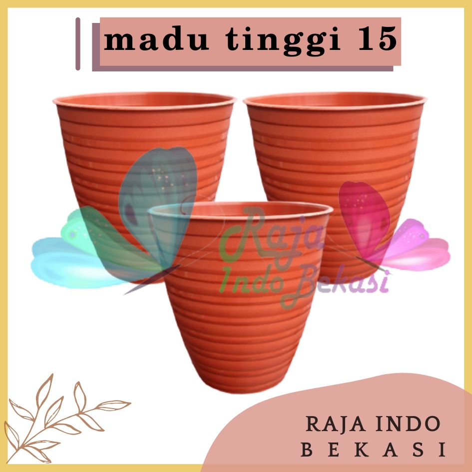 Pot Madu Pirus 15 Cm Merah Bata Motif Pot Tawon Pirus Plastik 15 Cm Pot Bunga