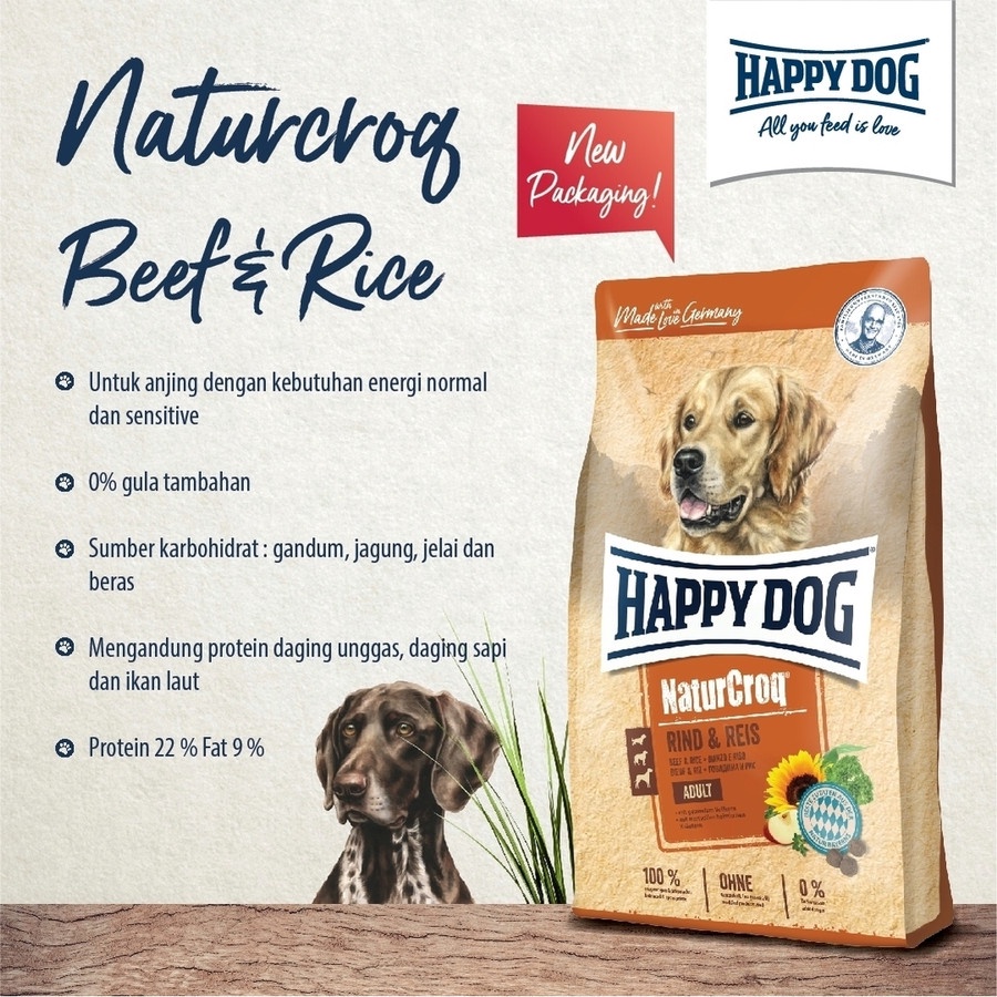 Happy Dog NaturCroq Adult Beef &amp; Rice 15kg - Makanan Anjing